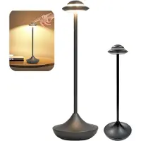 Dopwii Kabellose LED-Tischlampe UFO, Touch-Dimmer, 3 Farbtemperaturen, USB-C aufladbar, tragbar, Metall, 1200 mAh, modern, für Zuhause & Outdoor