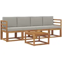 vidaXL Outdoor-Sofagarnitur 5 stk. Natürlich und Hellgrau