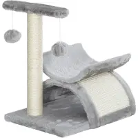 Dopwii Kratzbaum klein Katzenkratzbaum Spielbaum Kratzstamm für Katzen mit Spielball Braun 40 x 30 x 43 cm