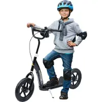 Dopwii Kinderroller mit Hinterbremse Kickscooter 12 Zoll Tretroller Roller Scooter Cityroller für Kinder Kickboard Höhenverstellbar Stahl EVA Schwarz 120 x 52 x 80-88 cm
