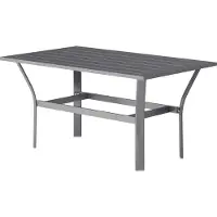 Slyrun Wetterfester Metall-Beistelltisch mit Lamellendesign für Balkon und Garten, Kaffeetisch 91,5x55x45 cm in Dunkelgrau