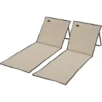 Welikera Strandliege, klappbar, verstellbare Rücklehne, Seitentasche, weiche Polsterung, Stahlrahmen, Beige, 142x51x40cm