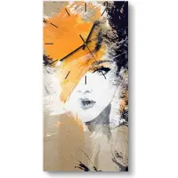DEQORI Glasuhr 30x60 cm Modern 'Abstraktes Gesicht' Wanduhr Glas Uhr Design leise