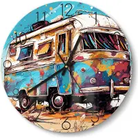 DEQORI Glasuhr Ø30 cm Zahlen 'Wüstenroadtrip' Wanduhr Glas Uhr Design leise Küchenuhr
