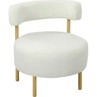 Dopwii Sessel Loungesessel Relaxsessel mit Sherpa-Fleece, Metallbeinen in Holzoptik Polstersessel 67 x 67 x 71 cm Cremeweiß