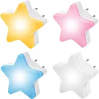Dopwii Nachtlicht LED Stern Nachtlicht, lichtempfindlich,für Steckdosen ,Sterne, Sternform, 4er-Pack