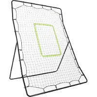 Dopwii Baseball-Rückprallnetz, wetterbeständig, Metallrahmen, grüne Trefferzone, 174H x 123B x 90T cm