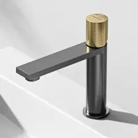 Mai&Mai Mai & Mai Wasserhahn Bad Waschtischarmatur Einhebelmischer Mischbatterie Bad Armatur aus Edelstahl mit Wassersparfunktion Grau 17.7cm Fino-01