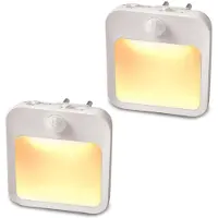 Dopwii 2er Set LED Nachtlicht mit Bewegungssensor und Dämmerungssensor, Steckdosenlicht dimmbar in warmweiß