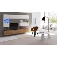 Fun Moebel Mediawand Wohnwand 6 tlg - LABRI 4 - Sonoma / Weiss Hochglanz