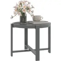 Welikera Beistelltisch Gartentisch Rund wetterfest Aluminium Balkontisch mit Marmoroptik Grau