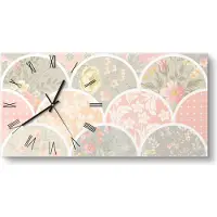 DEQORI Glasuhr 60x30 cm Römisch 'Blumiges Schuppenmuster' Wanduhr Glas Uhr Design leise