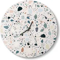 DEQORI Glasuhr Ø50 cm Zahlen 'Moderne Terrazzo' Wanduhr Glas Uhr Design leise Küchenuhr