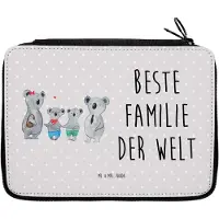 Mr. & Mrs. Panda Mäppchen Koala Familie zwei - Grau Pastell - Geschenk, Schuletui, Bleistiftetui, Koalabär, Schlampermäppchen, Muttertag, Schreibmappe, Etui