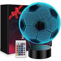 Dopwii 3D Fußball Nachtlicht, USB LED Lampe, Kinderzimmer Tischlampe, Fußball Club Logo, Fernbedienung, 16 Farben, Stimmungslicht