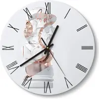 DEQORI Glasuhr Ø30 cm Römisch 'Antike Büste aufgepeppt' Wanduhr Glas Uhr Design leise