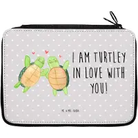 Mr. & Mrs. Panda Federmäppchen Schildkröten Paar - Grau Pastell - Geschenk, Liebesgeschenk, Etui, für Freundin, Federmappe, Mäppchen, Hochzeitstag, Bleistiftetui, Partner