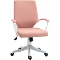 Welikera Bürostuhl Schreibtischstuhl Home-Office-Stuhl mit Wippenfunktion Rückenlehne höhenverstellbarer dick gepolstert ergonomisch 360°-Drehräder Polyester Nylon PP Rosa+Weiß 62x69x92-100 cm