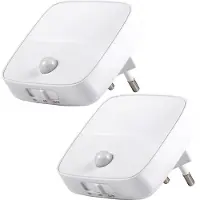 Novzep 2er LED Nachtlicht mit Bewegungssensor, warmweiß, dimmbar, Plug-in Nachtlampe mit PIR Sensor, ideal für Flur, Treppe, Schlafzimmer, Kinder