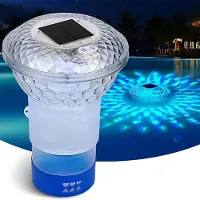 Slyrun Solar Pool Dosierschwimmer RGBW mit Nachtlicht, IP67 Tropfenfest, Diamantform, für Chlortabletten, Solarbetrieben, einstellbare Freigabe, 16,5x23,5x19 cm