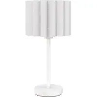 Dopwii Tischlampe im Retro-Stil, Nachttischlampe, Kunststoff-Schirm, Knopfschalter, Weiß