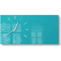 DEQORI Glasuhr 60x30 cm Römisch 'Türkis' Wanduhr Glas Uhr Design leise Küchenuhr