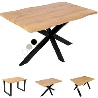 Casa Massiva Esstisch Dua | 120 x 80 cm | Holz-Optik mit Baumkante in Wildeiche | Spider-Gestell Metall Schwarz | 40 mm Tischplatte geteilt | Tisch für Esszimmer & Küche
