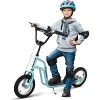 Welikera Kinderroller Lenker Verstellbar Scooter Tretroller Cityroller Kinder Roller Kickboard mit Luftreifen 12 Zoll ab 5 Jahre Blau 120 x 58 x 75-80 cm