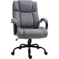 Dopwii Bürostuhl, Ergonomischer Chefsessel bis 220 kg belastbar, Gepolsterter Schreibtischstuhl mit Armlehne, breit Sitz, Höhenverstellbarer Drehstuhl mit Wippfunktion, Leinenoptik, Hellgrau