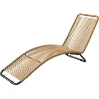 Welikera Rattan-Sonnenliege, S-förmiger Liegestuhl mit Rattangeflecht, Korbliege mit Stahlrahmen, Braun