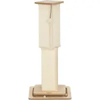 Welikera 3-in-1-Kratzbaum mit Spielschiene, Spielball, Sisal, bis 10 kg, 39,5 x 39,5 x 87 cm, Eiche/Creme