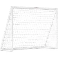 Slyrun Robustes Fußballtor 240x90x180 cm mit Netz, Kunststoffrahmen & Heringen - Weiß