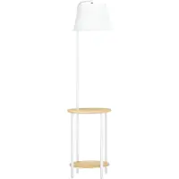 HOMCOM Stehleuchte, Standlampe mit 2 Ablagen, 40 W Stehlampe, Standleuchte, Weiß