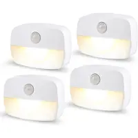Dopwii Nachtlicht mit Bewegungsmelder, 4PCS Warmweiß Batteriebetriebene Lichter, 2 Lichtmodi, Auto EIN/AUS Sensor Licht für Flur, Treppe, Schlafzimmer