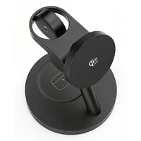 Dopwii Kabellose 3 in 1 Ladestation magnetisch, 15W Schnellladegerät mit verstellbarem Ständer, Ladegerät für Smartphone, Smartwatch & Earbuds
