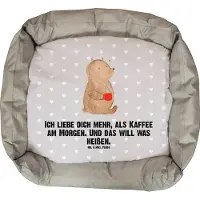 Mr. & Mrs. Panda Hundekörbchen Bär Morgenkaffee - Grau Pastell - Geschenk, Freund, Hund, Hochzeitstag, Ostern, Vatertag, Freundin, für, Geburtstag, Frauen, Mitbringsel