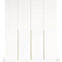 VIKK , Kleiderschrank, Drehtürenschrank Weiß, 200cm breit, Schrank FINN, Gold