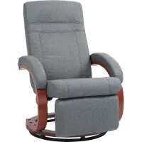 Novzep Relaxsessel mit klappbarer Fußstütze, drehbar, neigbare Lehne, Leinenoptik, bis 140 kg, Grau