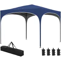 Slyrun Höhenverstellbares Faltpavillon mit Metallstützen, robuste Plane in Dunkelblau, inkl. Tragetasche, 2,95x2,95x2,55m