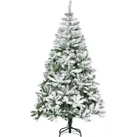 Zimtky Künstlicher Weihnachtsbaum – Schnee-Effekt – flammenhemmend – Scharnierkonstruktion – Grün/Weiß