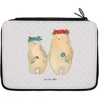 Mr. & Mrs. Panda Federmappe Bären mit Blumenkranz - Grau Pastell - Geschenk, Etui, Kinder, Muttertag, Mutter, Vorbild, Mama, Schlampermäppchen, Bleistiftetui, für Stifte