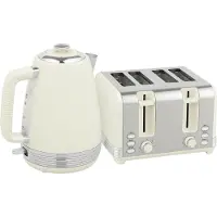 Dopwii Wasserkocher- und Toaster-Set, 1,7 L, 2200W, Strix Thermostat, Filter, 4-Schlitz-Toaster, 7 Bräunungsstufen, Krümelfach