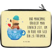 Mr. & Mrs. Panda Federmäppchen Nachtfalter Schaumbad - Gelb Pastell - Geschenk, Baden, Etui, Tasse, Bad, Träumen, Mäppchen, Federtasche, Federmappe, Schlampermäppchen, WC