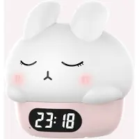 Novzep Wecker mit Kaninchen-Ambiente, USB-Ladeanschluss, 6-Farben-Nachtlichtmodus (Pink)