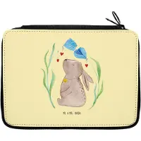 Mr. & Mrs. Panda Etui Hase Blume - Gelb Pastell - Geschenk, Federtasche, Ostern, Geburt, Federmappe, Kaninchen, Kindergeburtstag, Mäppchen, Geburtstag, Federmäppchen