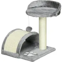 Slyrun Kleiner Katzenturm 46 cm mit Höhle, Spielball & Sisal-Seil - Kratzbaum mit erhöhter Plattform für Katzen bis 4 kg, Grau