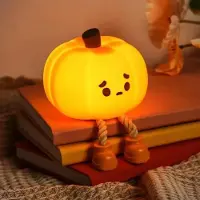 Dopwii Kürbis-Nachtlicht, süßes LED-Licht, wiederaufladbare Touch-Nachttischlampe aus Silikon, lustige Schreibtisch- und Halloween-Dekoration