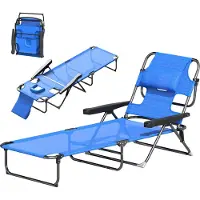 Welikera Sonnenliege Gartenliegen Relaxliege, klappbar, wetterbeständig, 194 cm x 72 cm x 31 cm, Schwarz + Dunkelblau