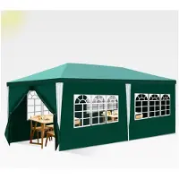 Markenlos Pavillon 3x6m wasserdicht mit 6 Seitenteilen und Fenstern, UV-Schutz für Garten, Party, Hochzeit, Marktstand, grün