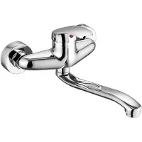 Dopwii Küchen-Wandarmatur mit 360° Schwenkauslauf – Warm- & Kaltwasser, Messing, verchromt, Einhebelmischer, Wandmontage